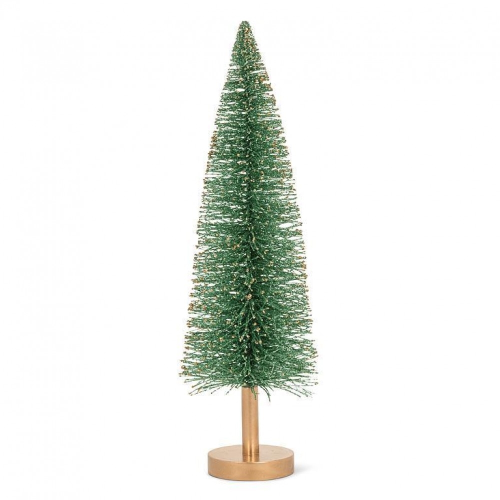 AB-27-GLINT-LG-GRN_Q01 Large Brush Tree With Glitter Statuette