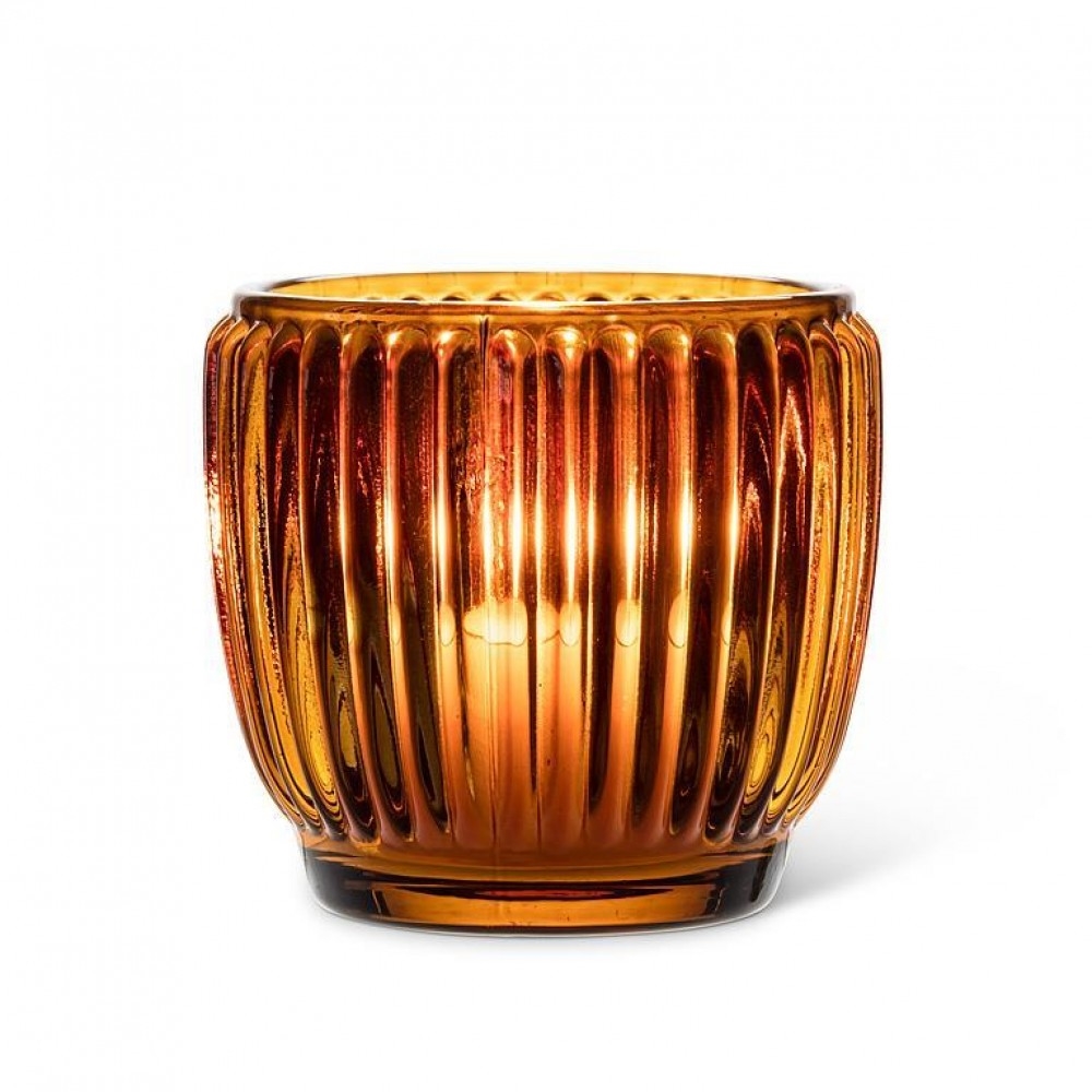 AB-27-METRO-923-AMBER Small Ribbed Votive Candle Holder