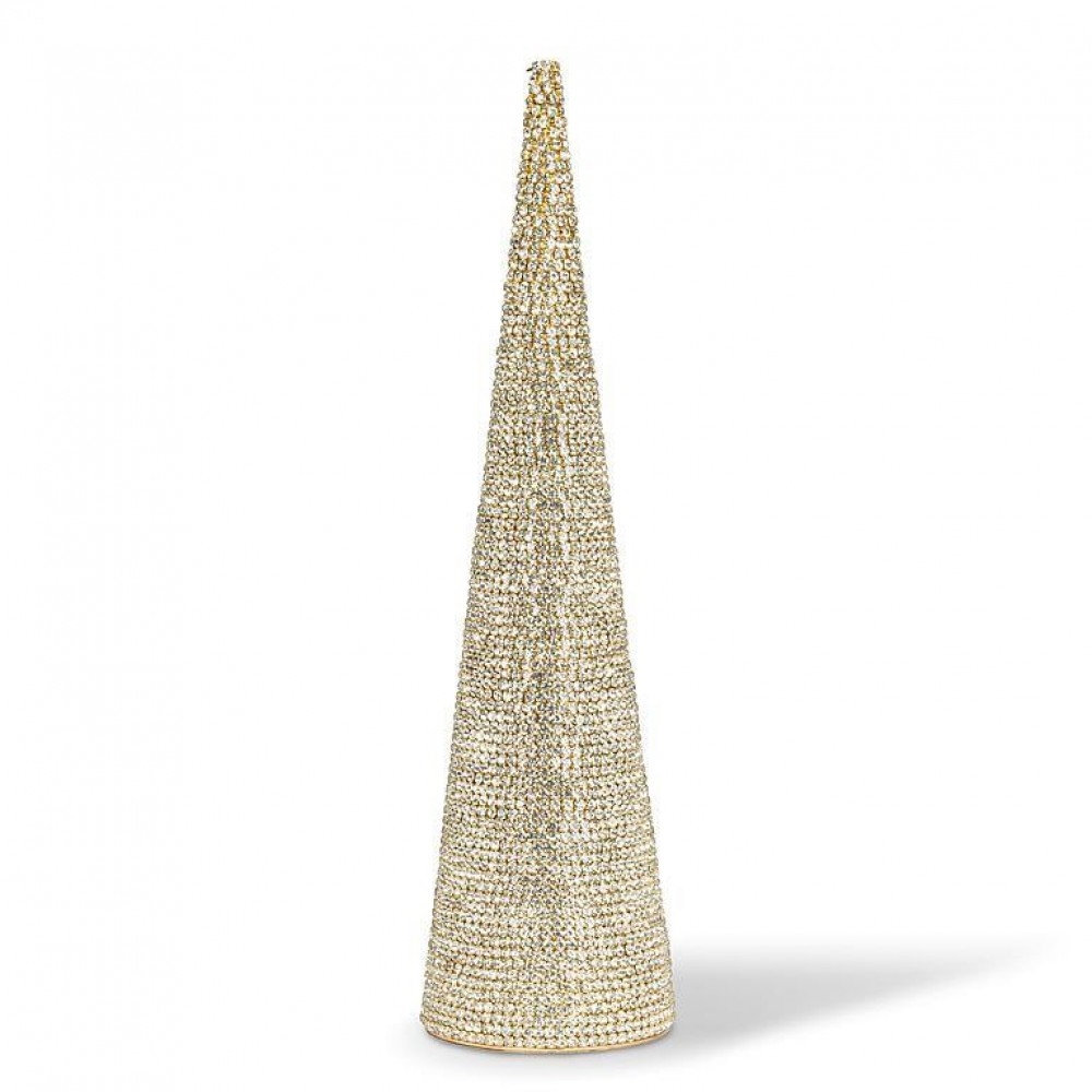 AB-40-GLITZY-LG_Q01 Jewelled Gold Cone Tree Statuette