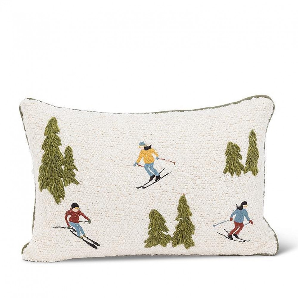 AB-50-CHALET-RECT Rectangle Ski Scene Boucle Pillow
