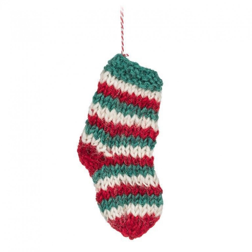 AB-28-NEPAL-80_Q01 Knitted Striped Stocking Ornament