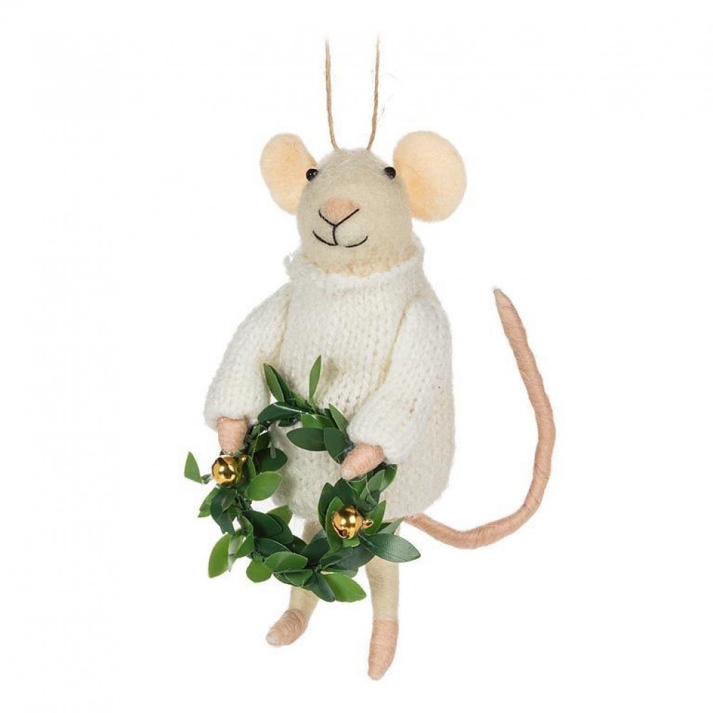AB-27-MAPLE-1125_Q01 Mouse Wearing A Sweater Holding A Wreath Ornament