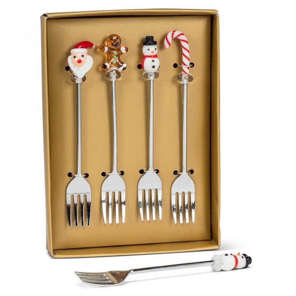 AB-27-FORK-037 Set Of 4 Holiday Icon Cocktail Size Fork