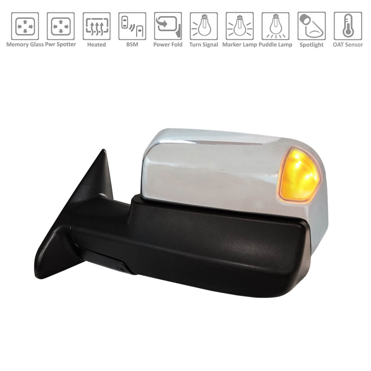 TA-CH1320490 Replacement Driver Side Power Door Tow Mirror For RAM PICKUP-RAM-3500 2019-2020(CH1320490)