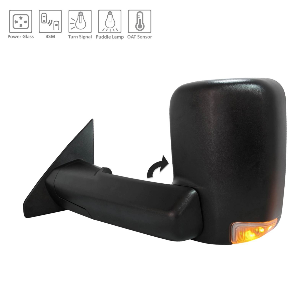 TA-CH1320461 Replacement Driver Side Power Tow Style Door Mirror For RAM PICKUP-RAM-1500 2019-2023(CH1320461)