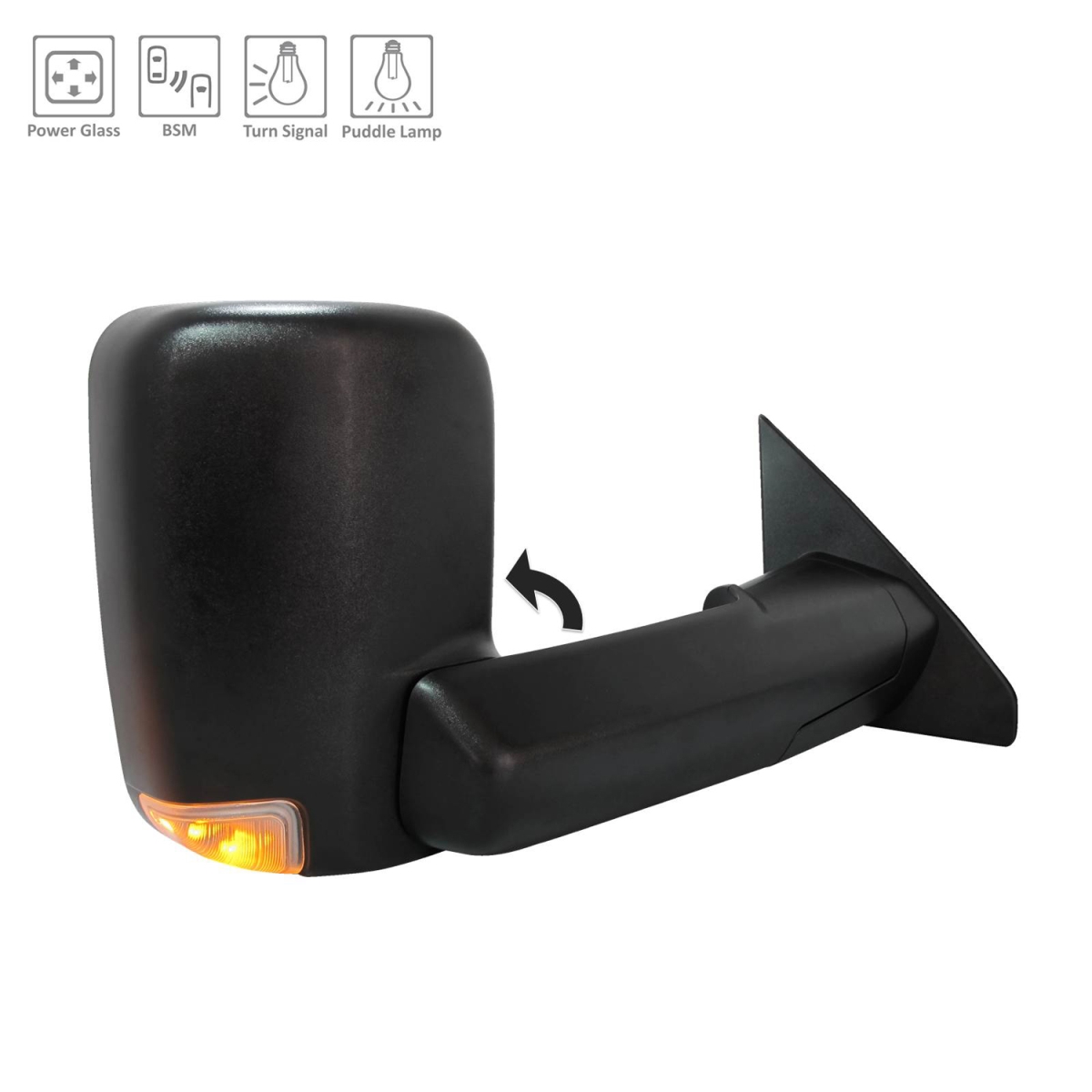 TA-CH1321461 Replacement Passenger Side Power Tow Style Door Mirror For RAM PICKUP-RAM-1500 2019-2023(CH1321461)