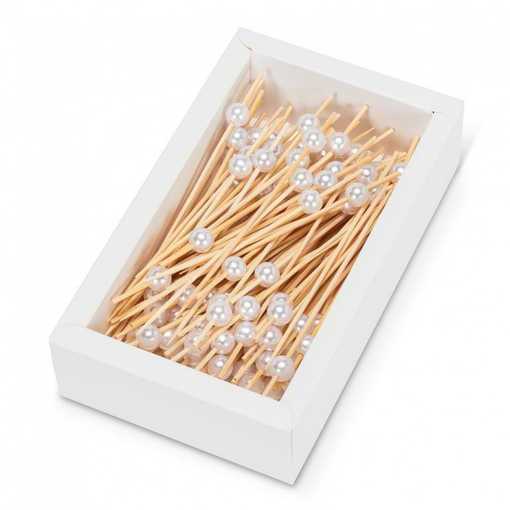 Picture of MDR Trading Inc. UNBT-01131 White Pearl Look Balls 100 Piece Cocktail Pick
