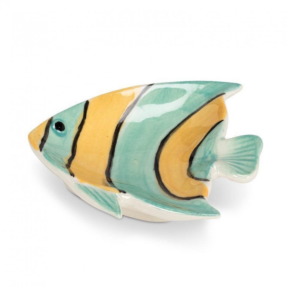 Picture of MDR Trading Inc. UNBT-01146 Yellow And Turquoise Striped Fish Dish