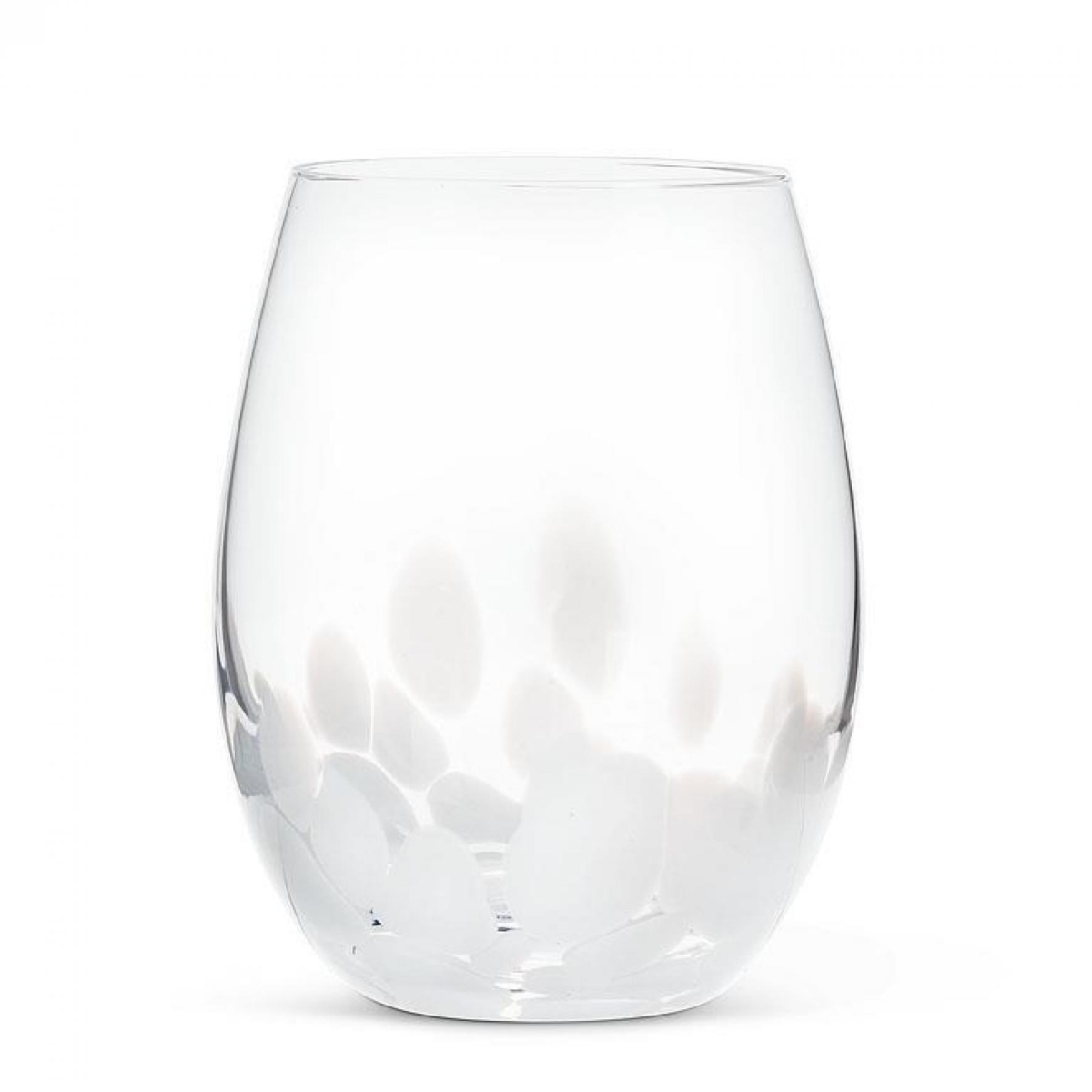 Picture of MDR Trading Inc. UNBT-01126 White Fused Dots Stemless Wine Drinking Glass
