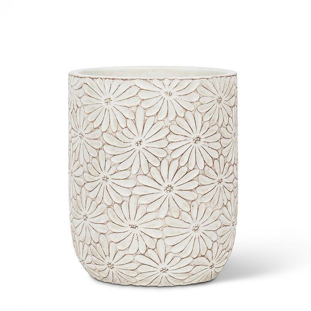 UNBT-01120 White Daisy Pattern Planter Or Vase