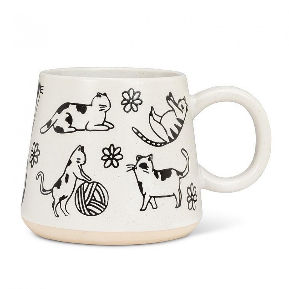 UNBT-00044 Cats Print Mug - Ivory & Black
