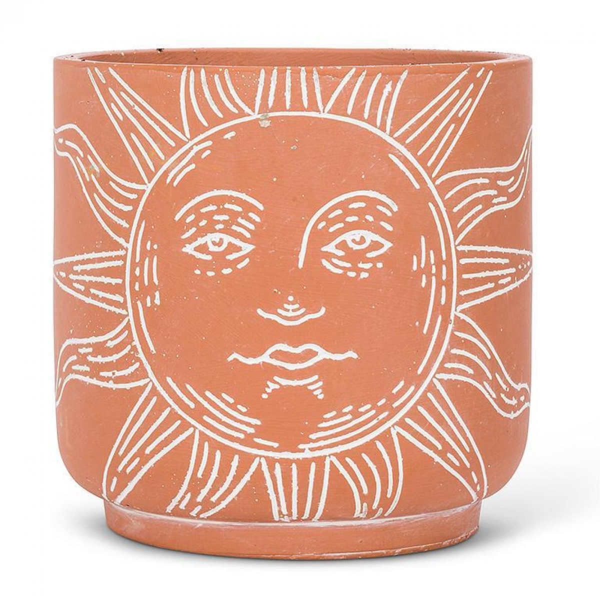 UNBT-01024 Sun Face Planter - Terracotta & White