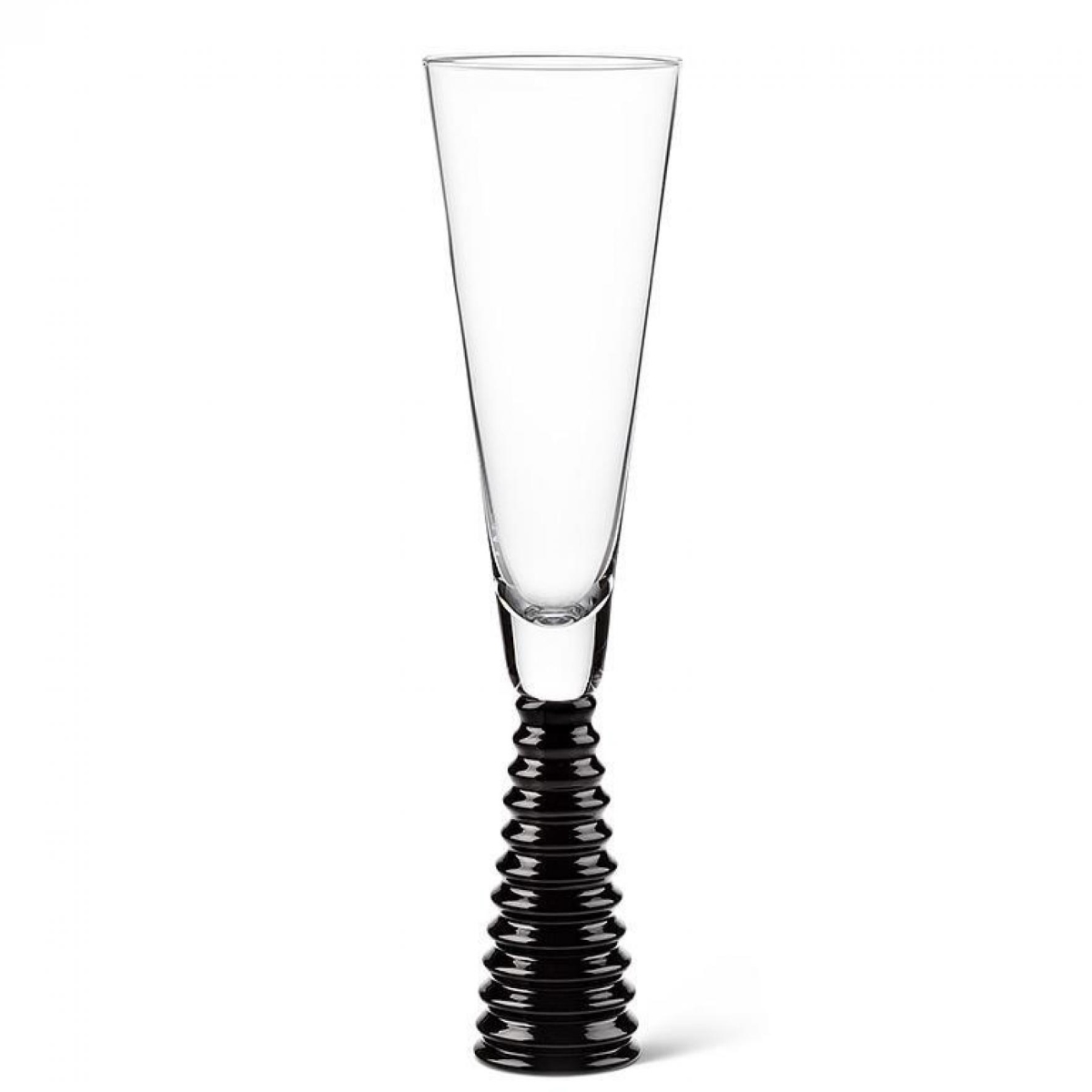 UNBT-00118 Black Stack Base Flute Drinking Glass