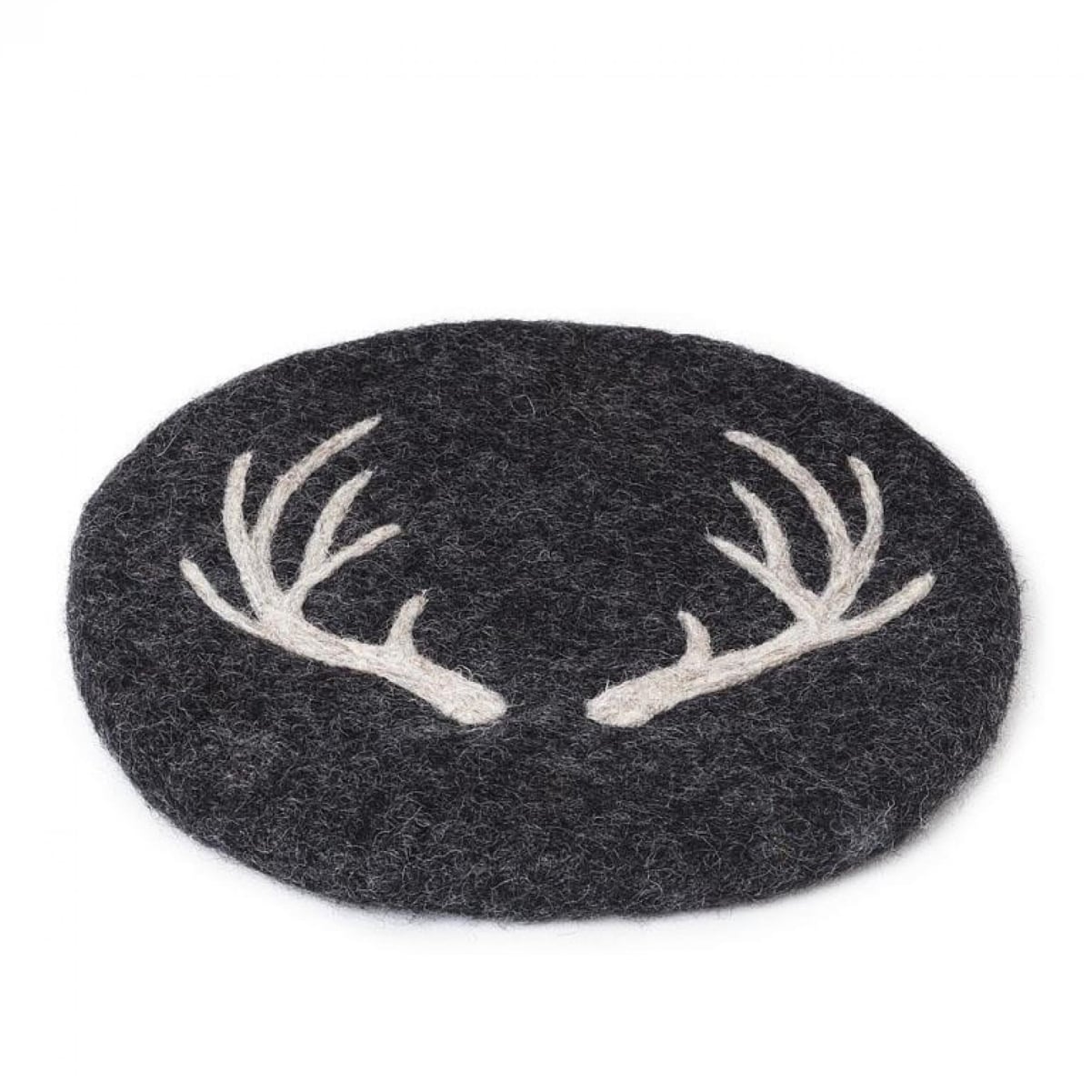 UNBT-00384 Stag Horn on Charcoal Gray Background Trivet