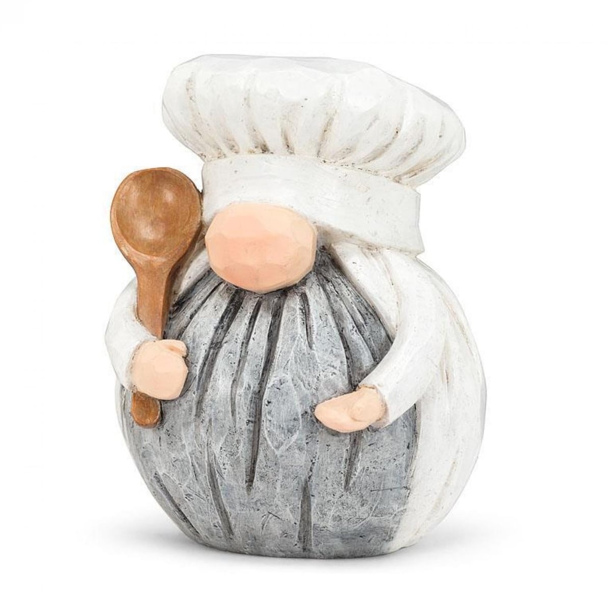 UNBT-00756 Round Chef Gnome Figurine - White & Gray