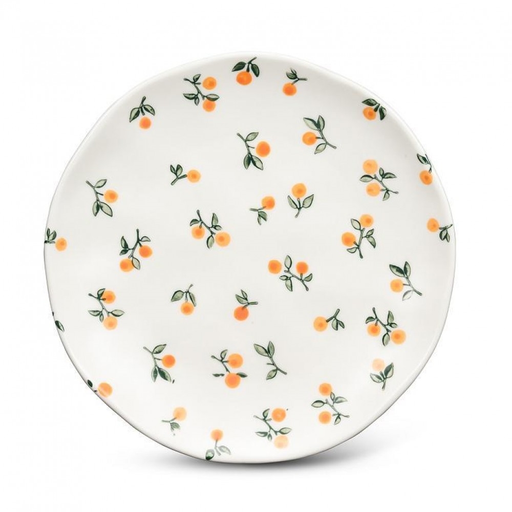 UNBT-00650 Oranges Appetizer Plate - White & Orange