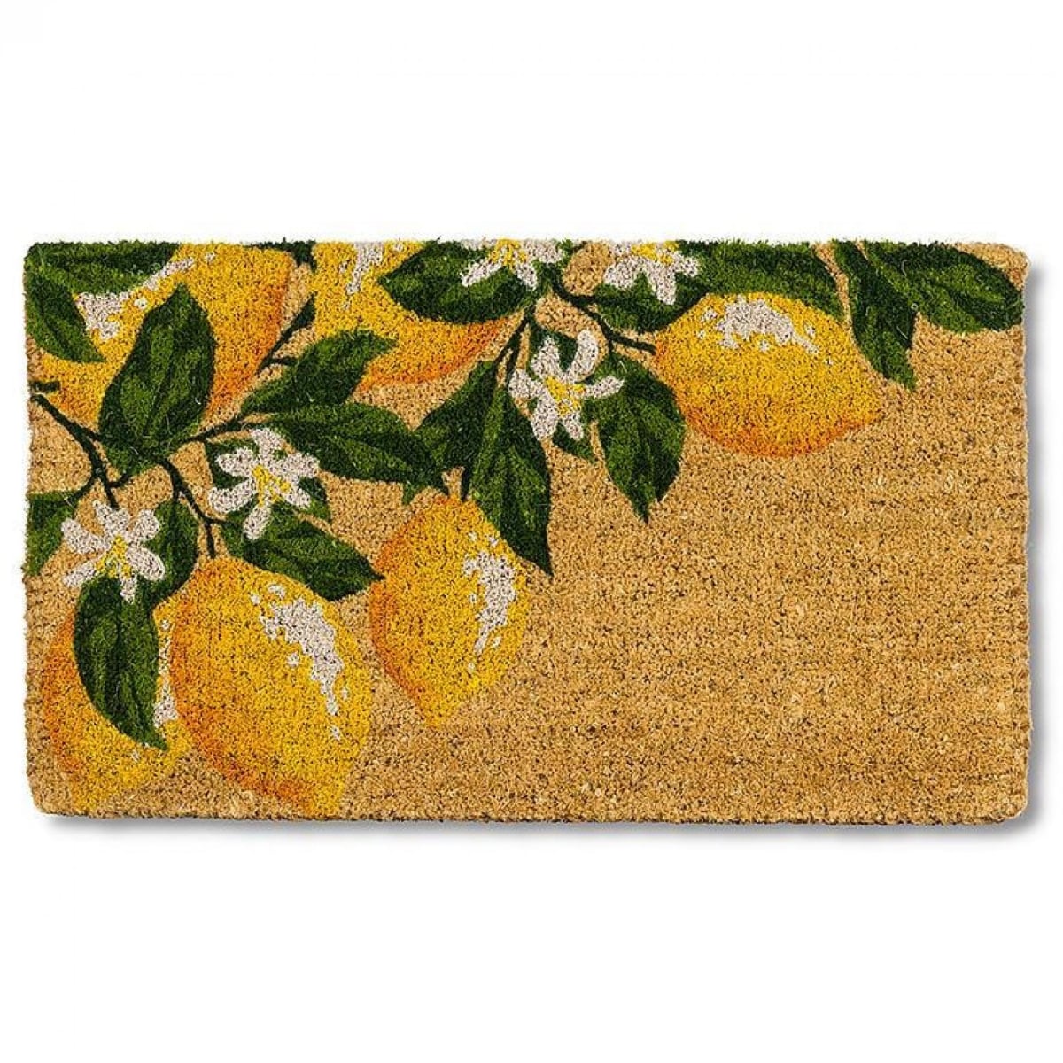 UNBT-00503 Lemon Branches Doormat - Natural, Yellow & Green