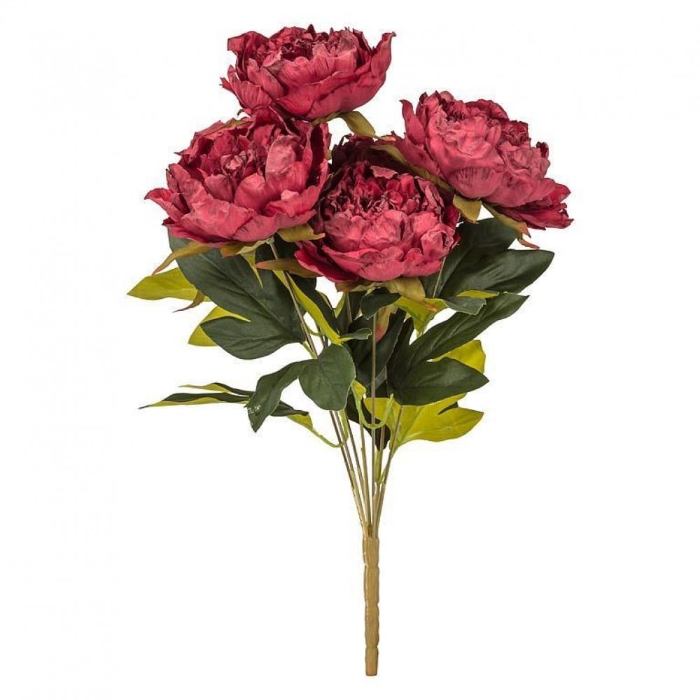 UNBT-00165 7 Open Peony Bouquet Artificial Flower - Burgundy