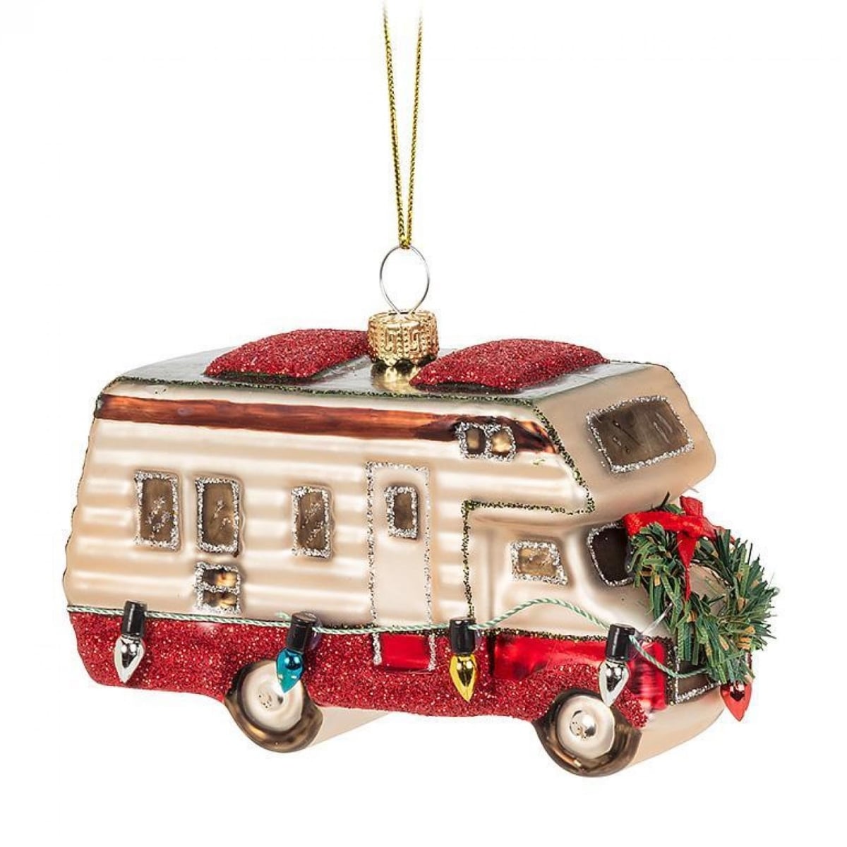 UNBT-00770 Rav Camper with Lights Ornament - Red & Gold