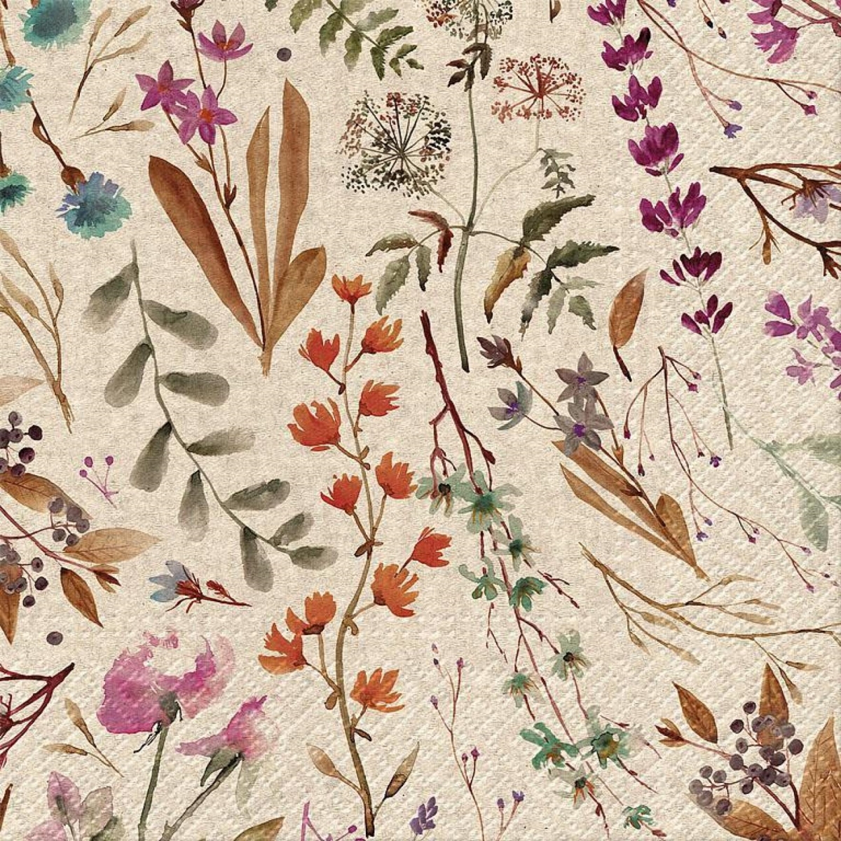 UNBT-00867 Luncheon We Care Dried Floral Bouquet Napkins - Multi Color - Set of 20
