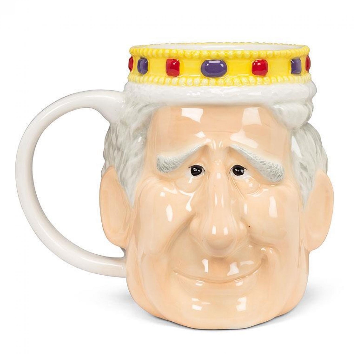 UNBT-00456 King Charles Shaped Mug - Ivory & Yellow