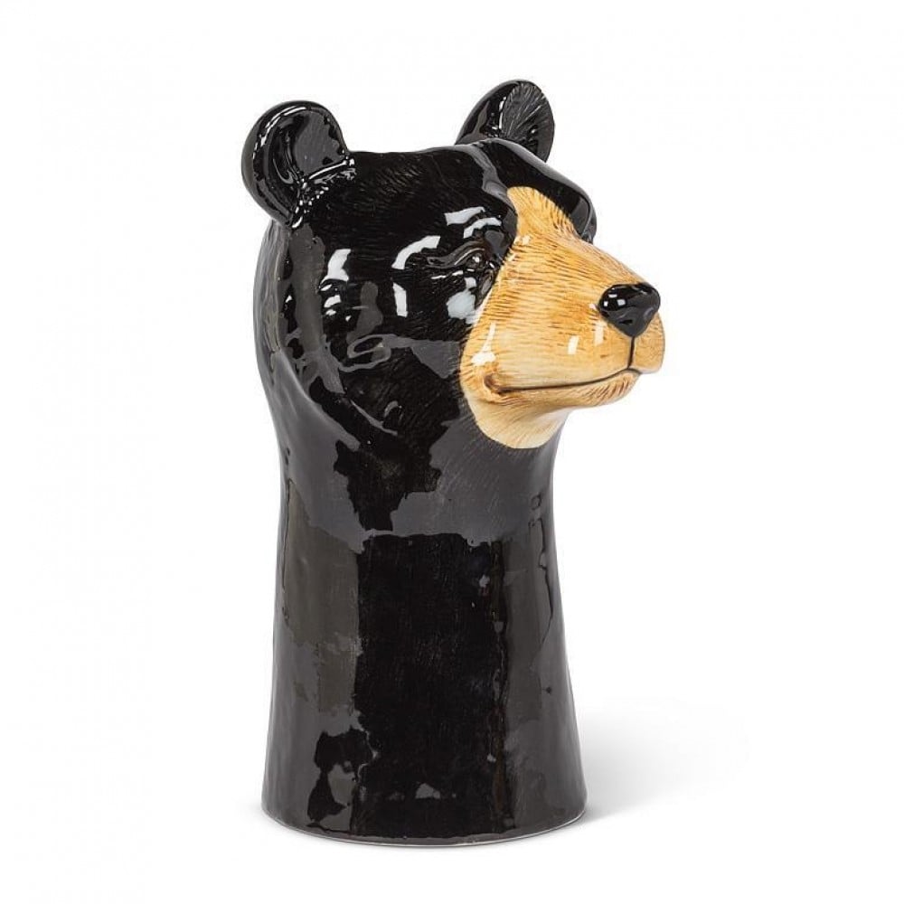 UNBT-00107 Bear Head & Neck Vase - Black & Brown