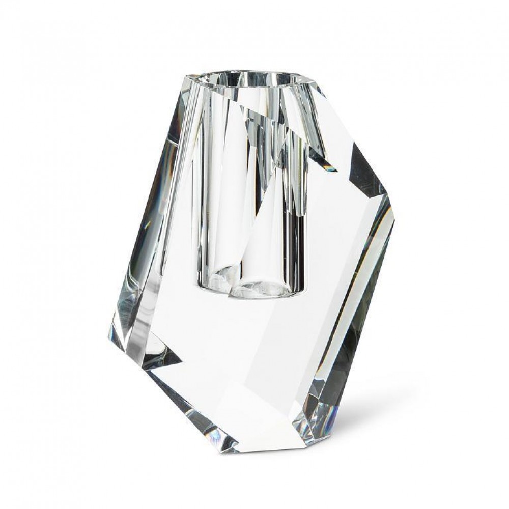UNBT-00470 Large Modern Cut Vase - Clear