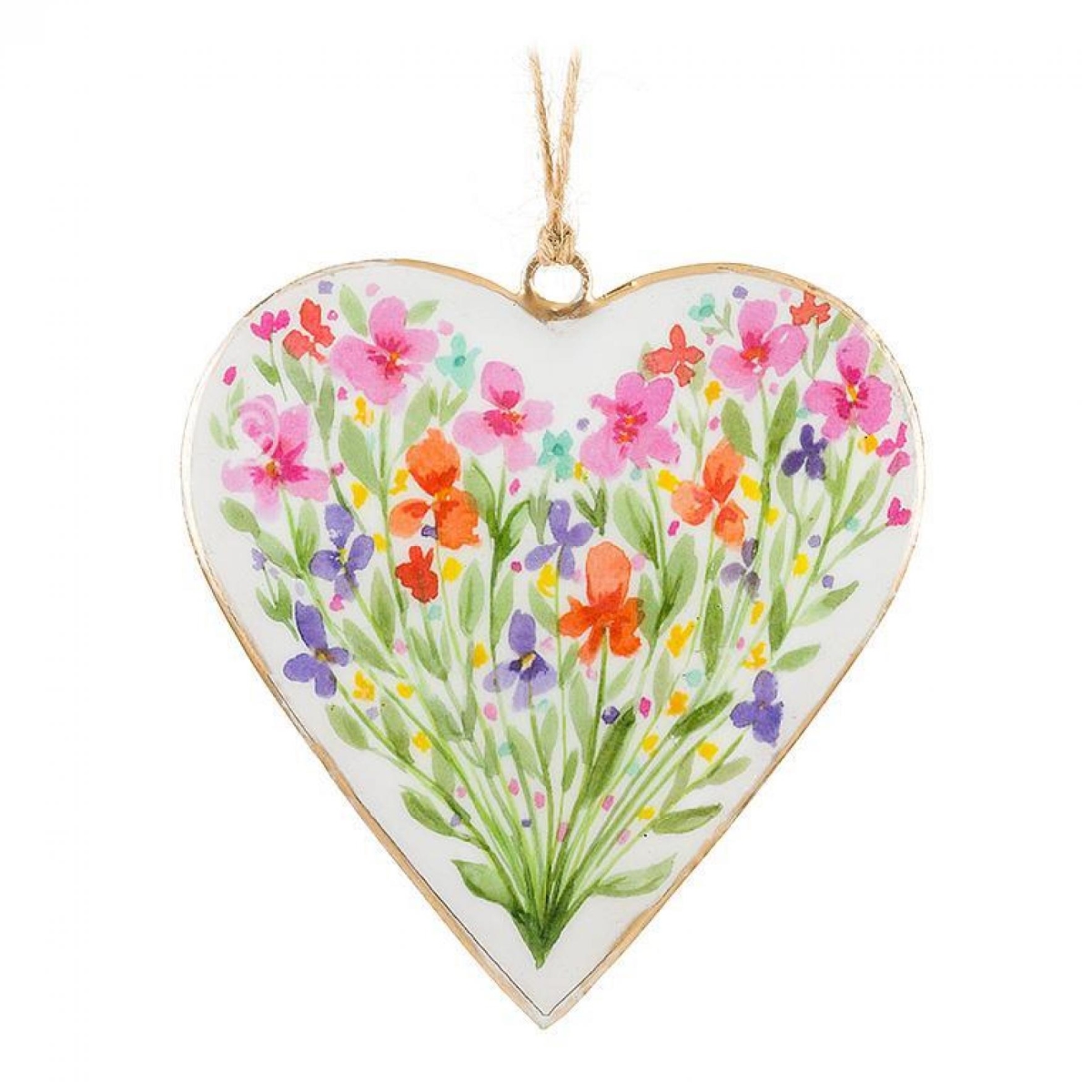 UNBT-00316 Field of Flowers on A Heart Ornament - White & Pink