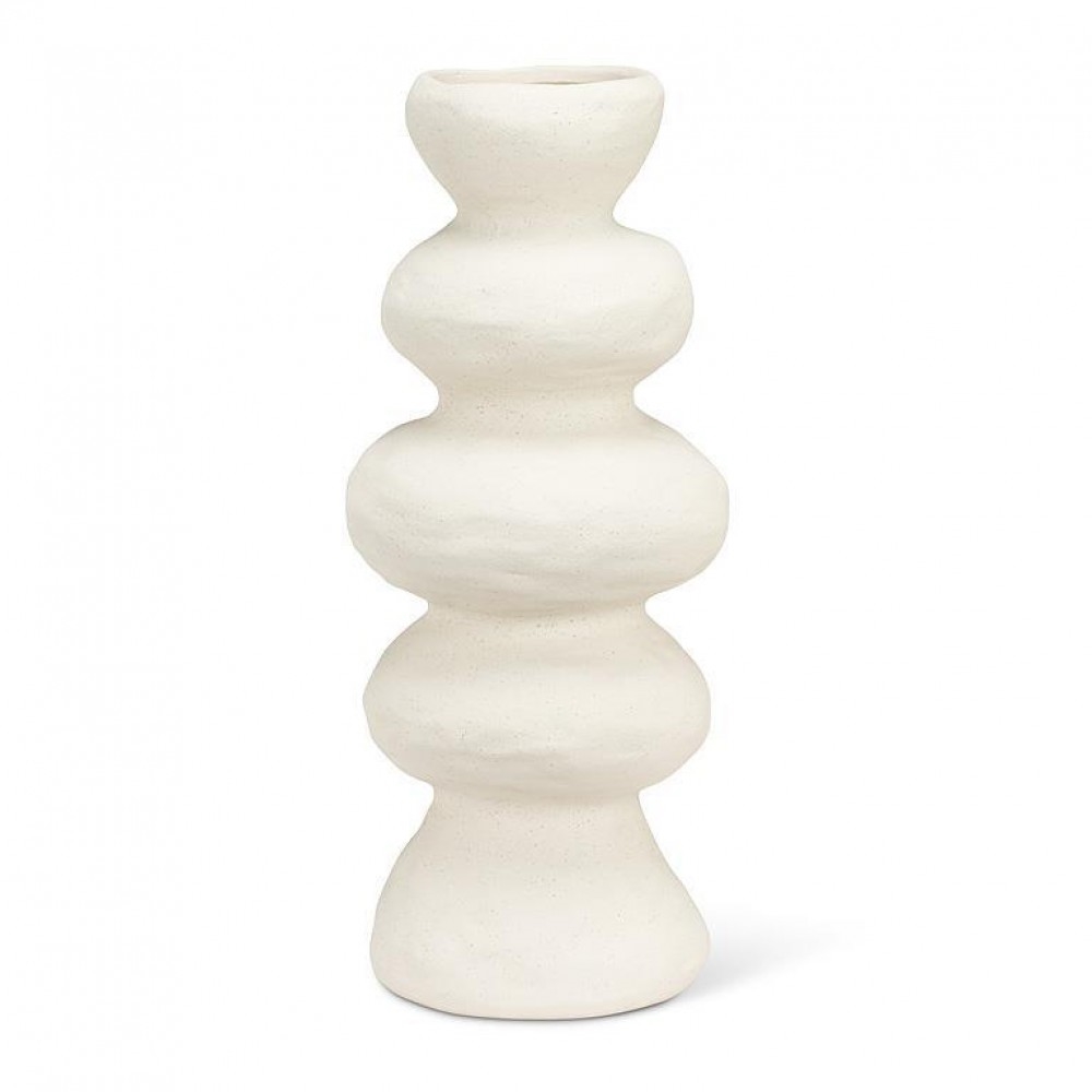 UNBT-00776 Sand Color Pebbled Stacked Look Vase