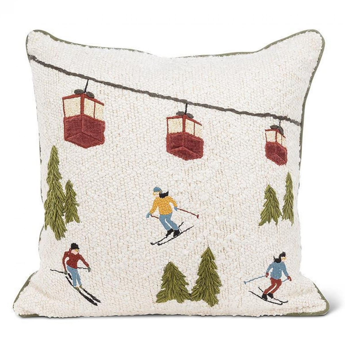 UNBT-00142 Boucle Ski Scene Pillow - Multi Color
