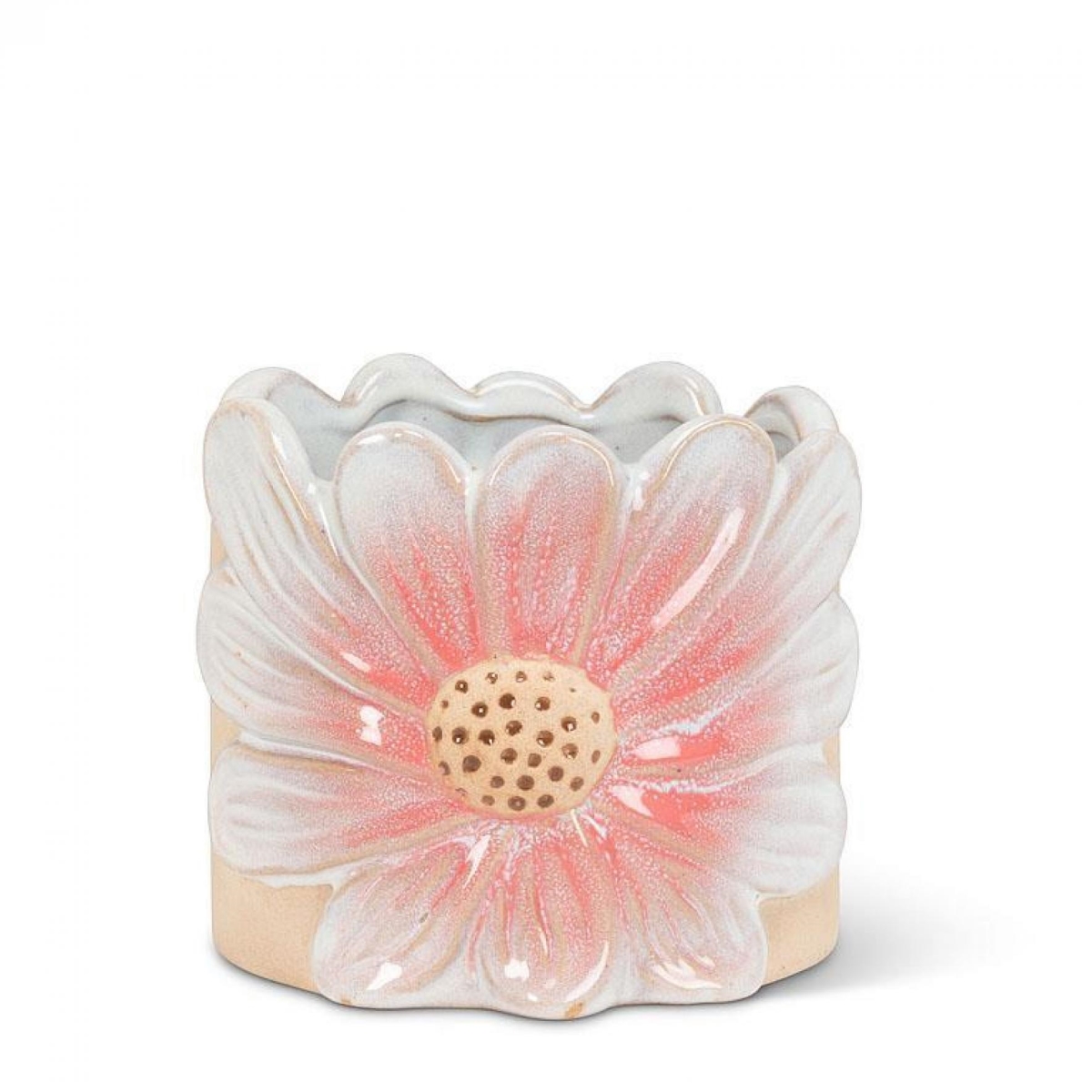 UNBT-00684 Pink & White Daisy Pattern Planter