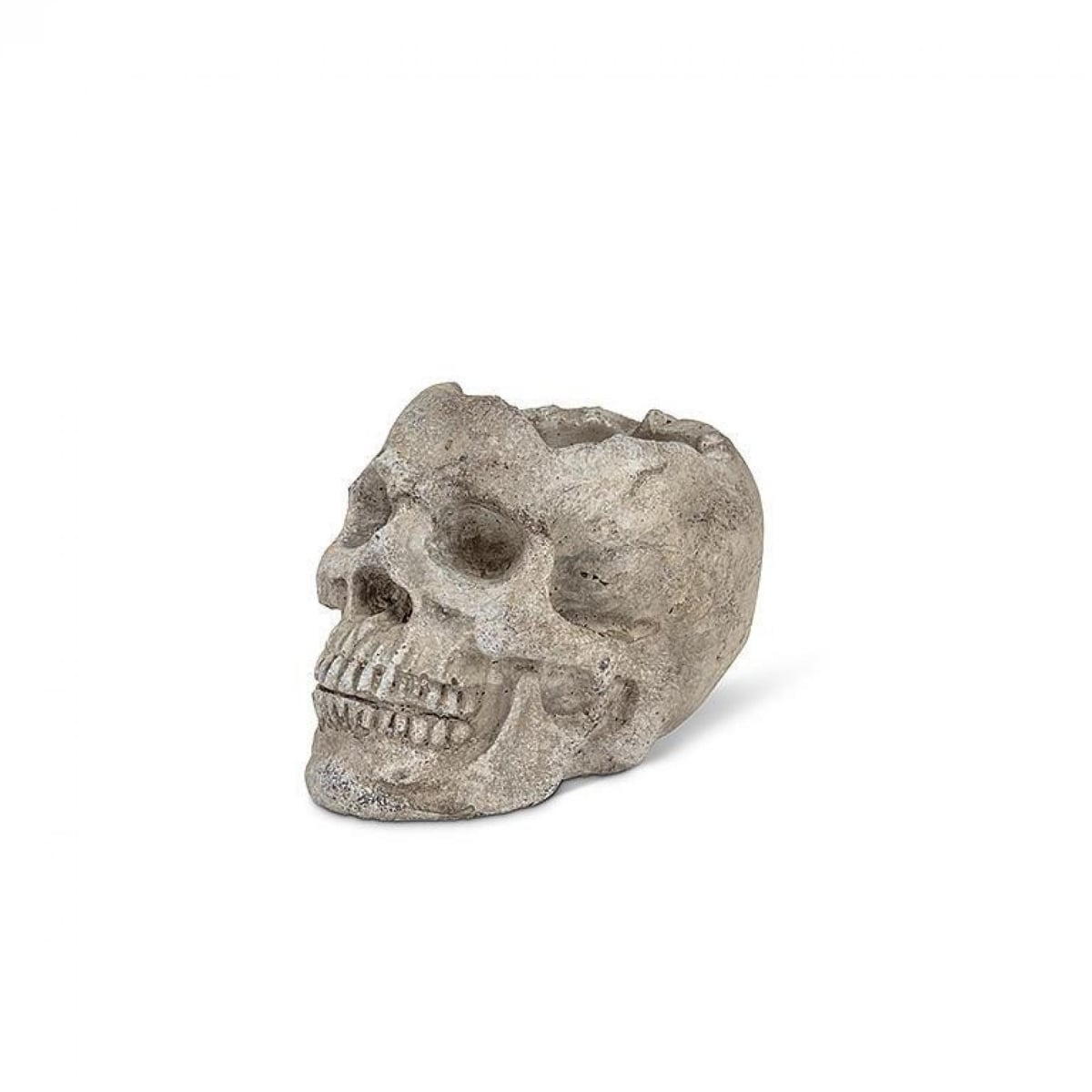 UNBT-00954 Skull Planter Or Tea Lite Candle Holder - Gray