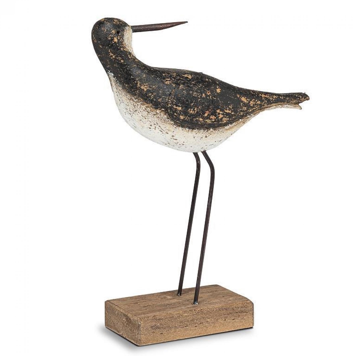 UNBT-00105 Black & White Slender Bird on A Base Figurine