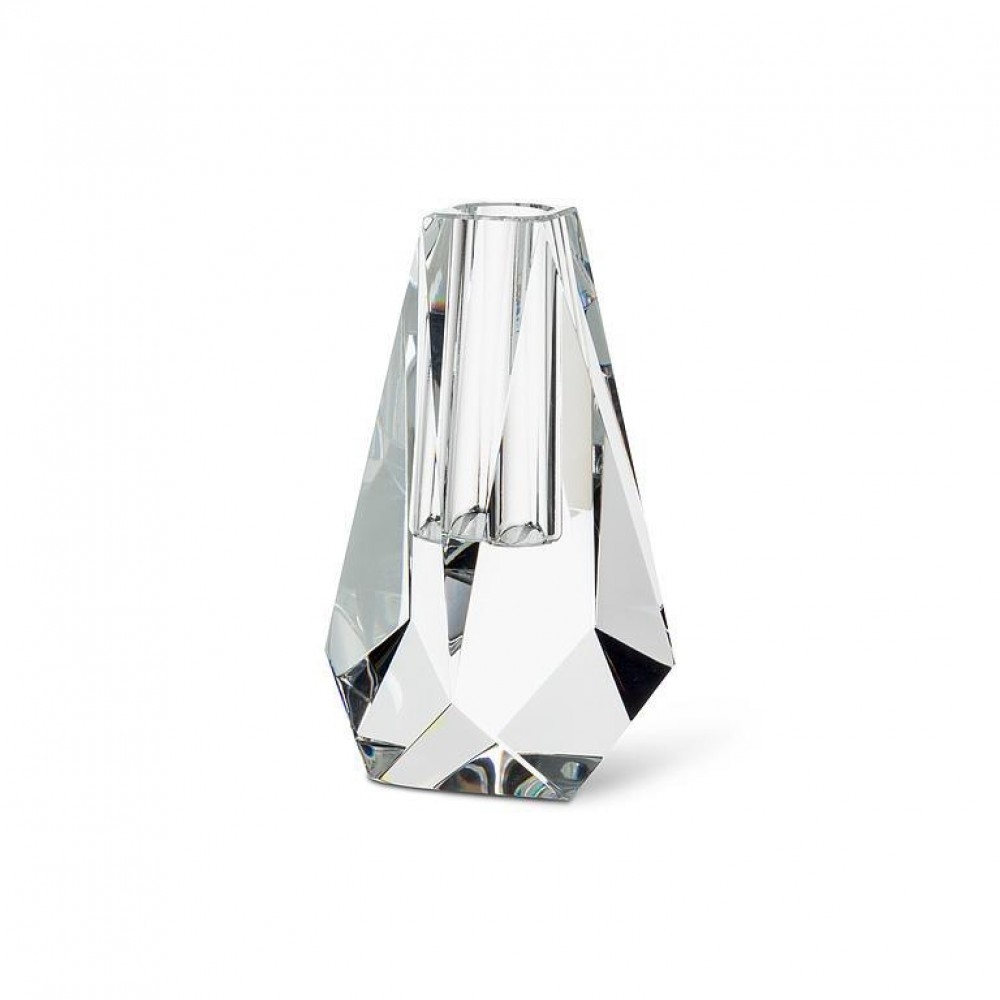 UNBT-00970 Small Modern Cut Bud Vase - Clear