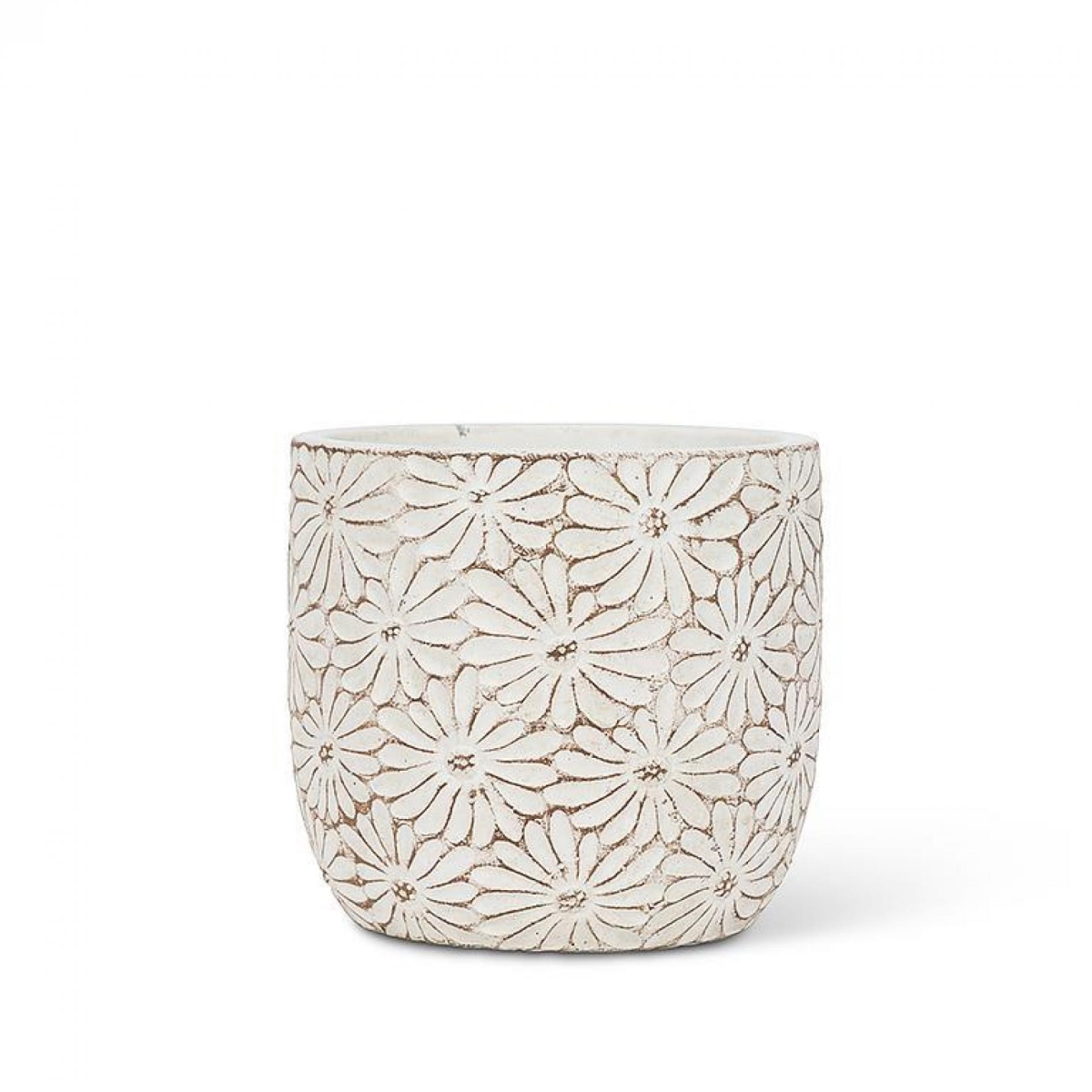 UNBT-00254 Daisies Round Planter - White