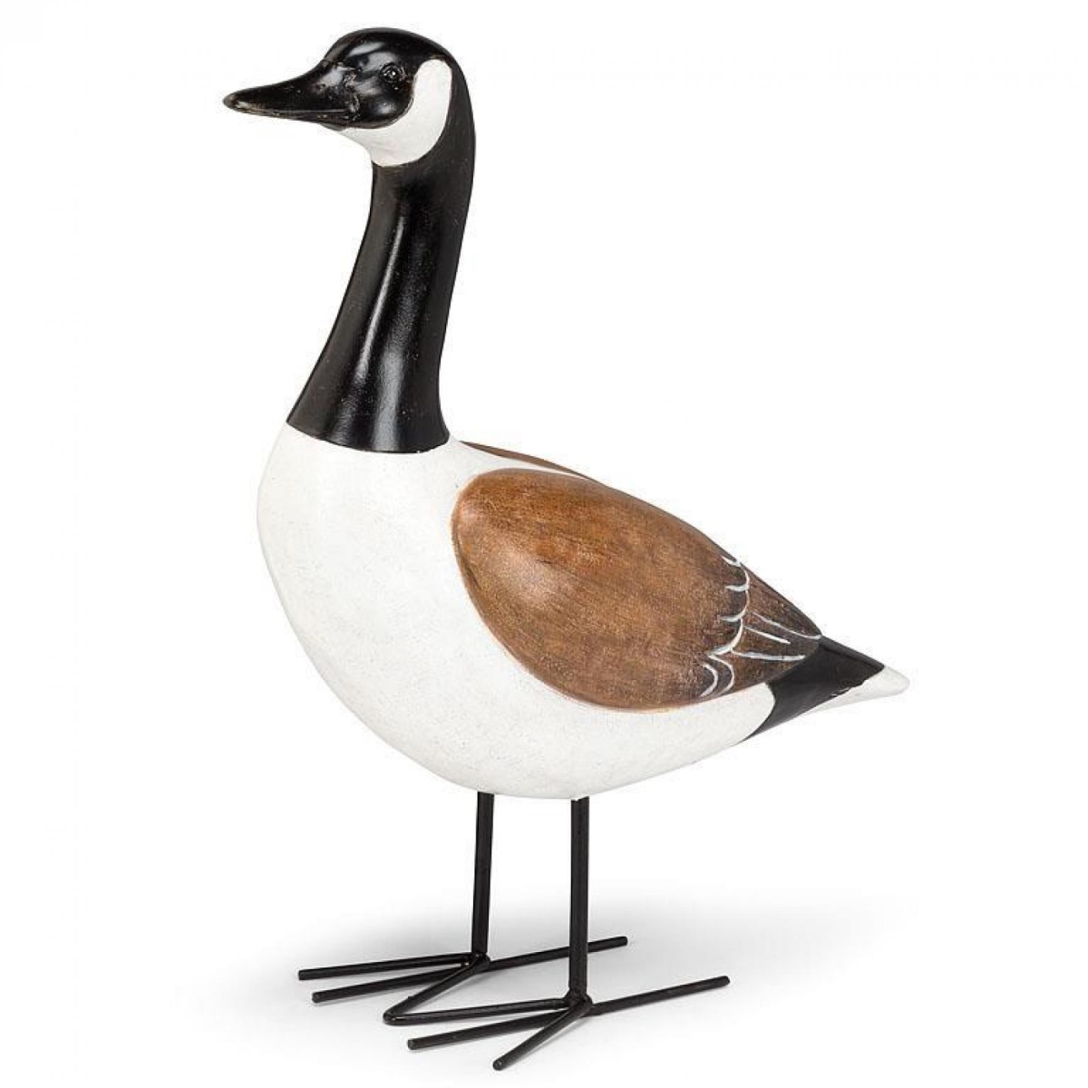 UNBT-01005 Standing Canada Goose Figurine - White, Black & Brown