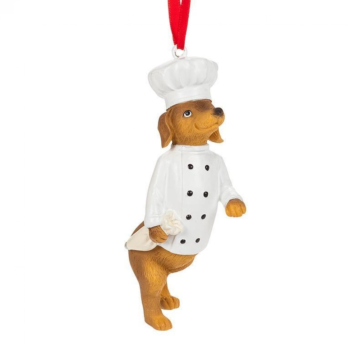 UNBT-00194 Chef Dog Ornament - Brown & White