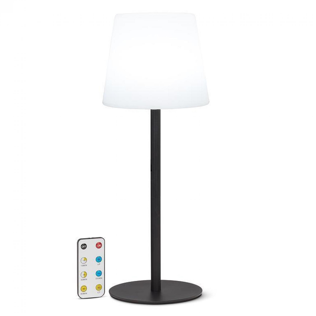 UNBT-00655 Outdoor White Shade with Black Base LED Table Light Lamp
