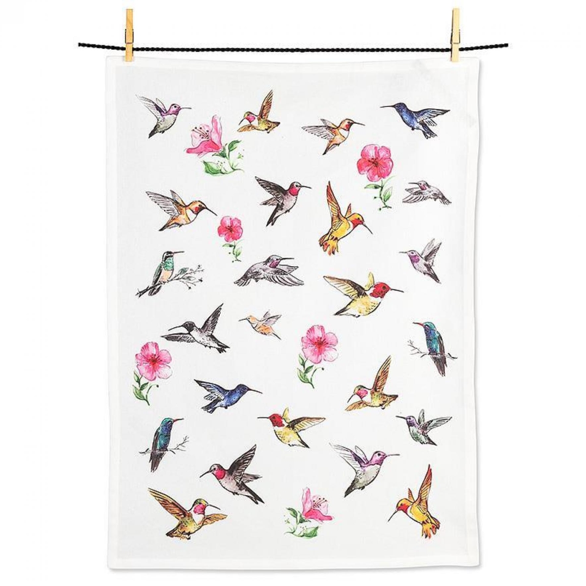 UNBT-00021 Allover Hummingbirds Tea Towel - Multi Color
