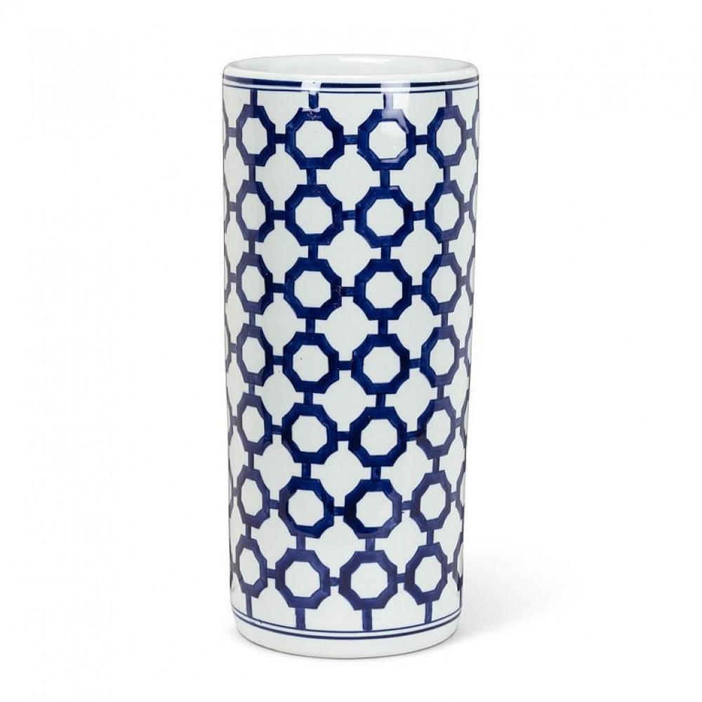 UNBT-00475 Lattice Pattern Umbrella Stand - White & Blue