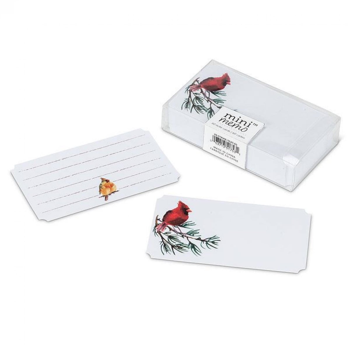 UNBT-00908 Cardinal Mini Note Paper - White & Red - Set of 50
