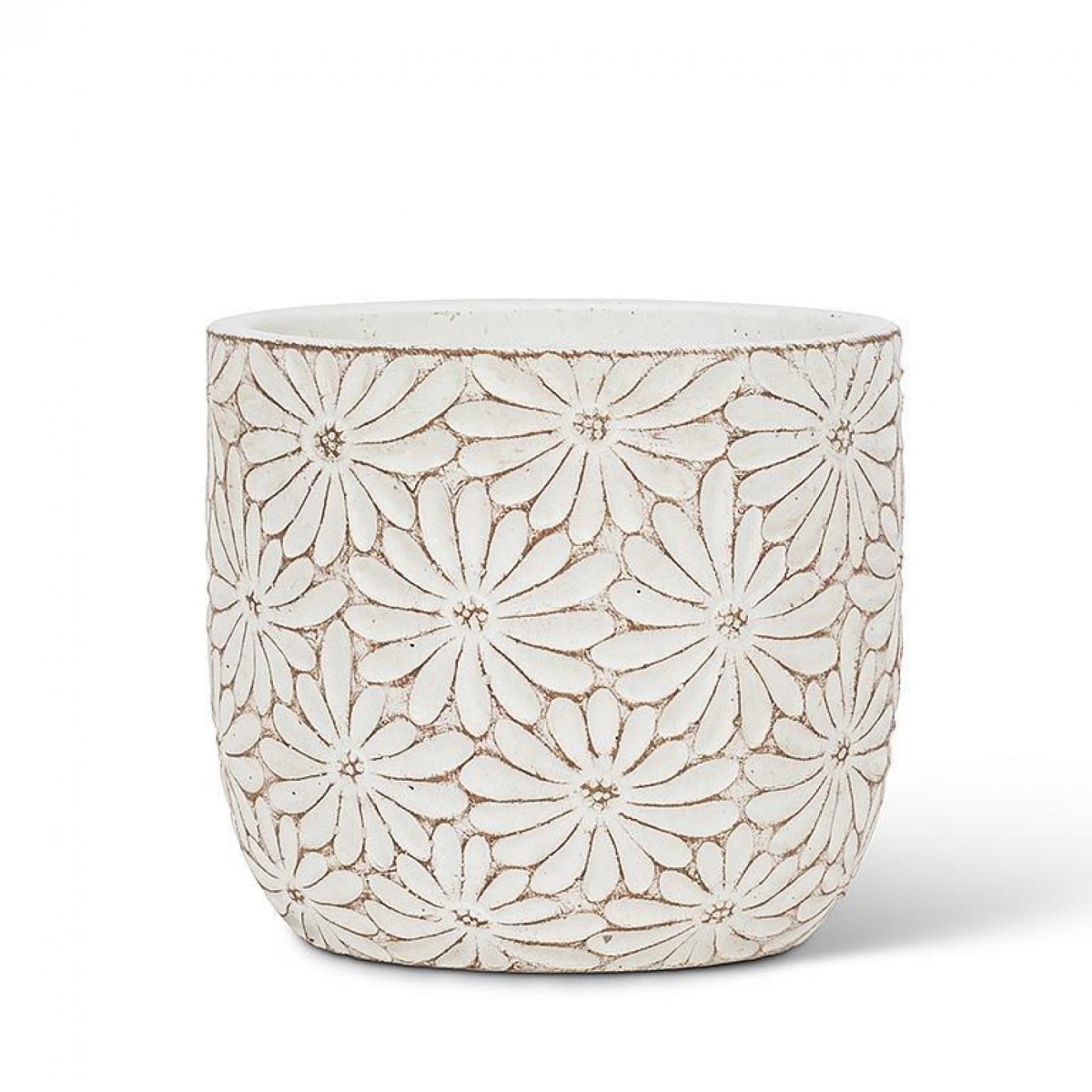 UNBT-00759 Round White Daisy Planter