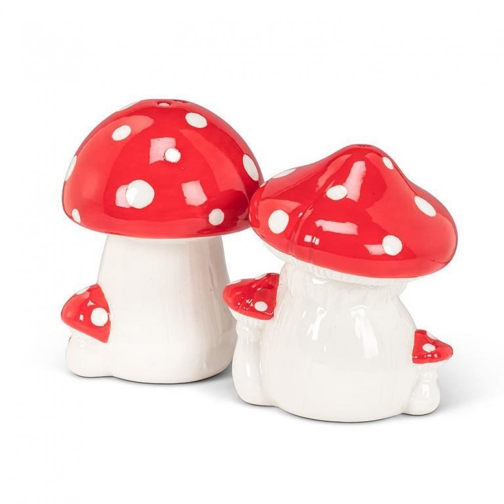 UNBT-00281 Dotted Mushrooms Salt & Pepper Shaker - Red & White