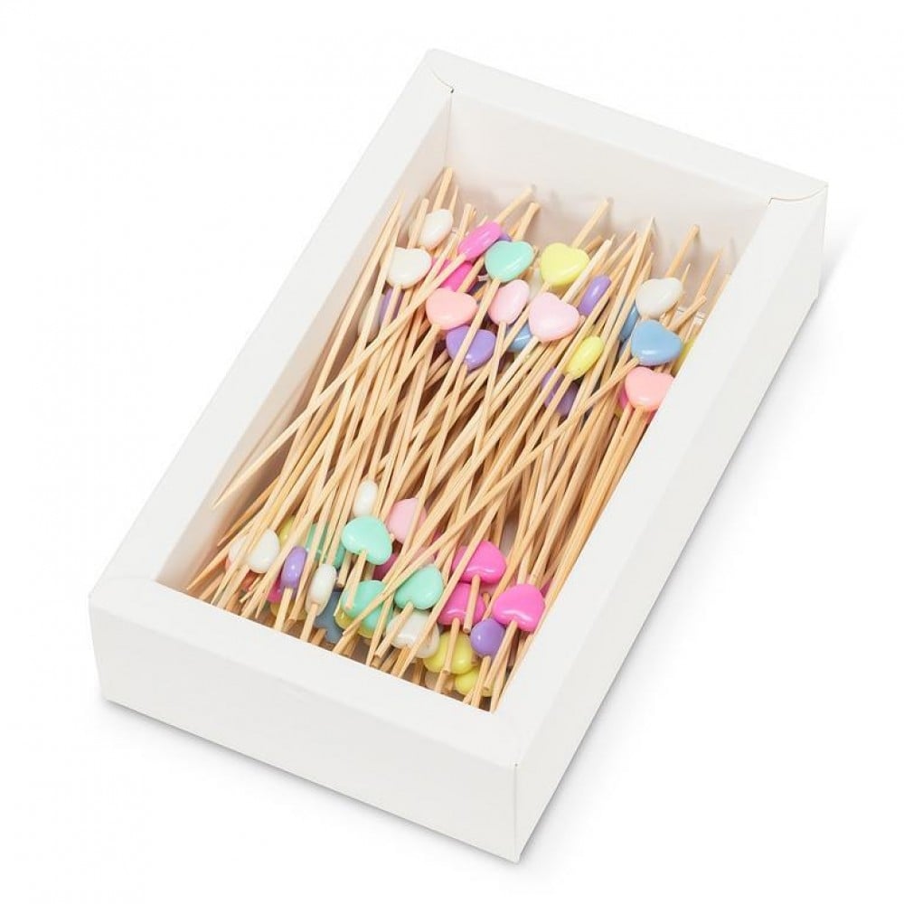 UNBT-00237 Colorful Hearts Cocktail Pick - Multi Color - 100 Piece