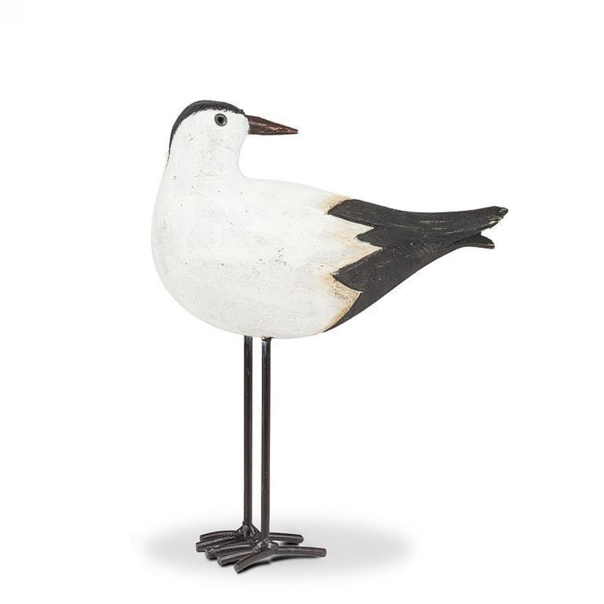 UNBT-00103 Black & White Bird with Long Legs Figurine