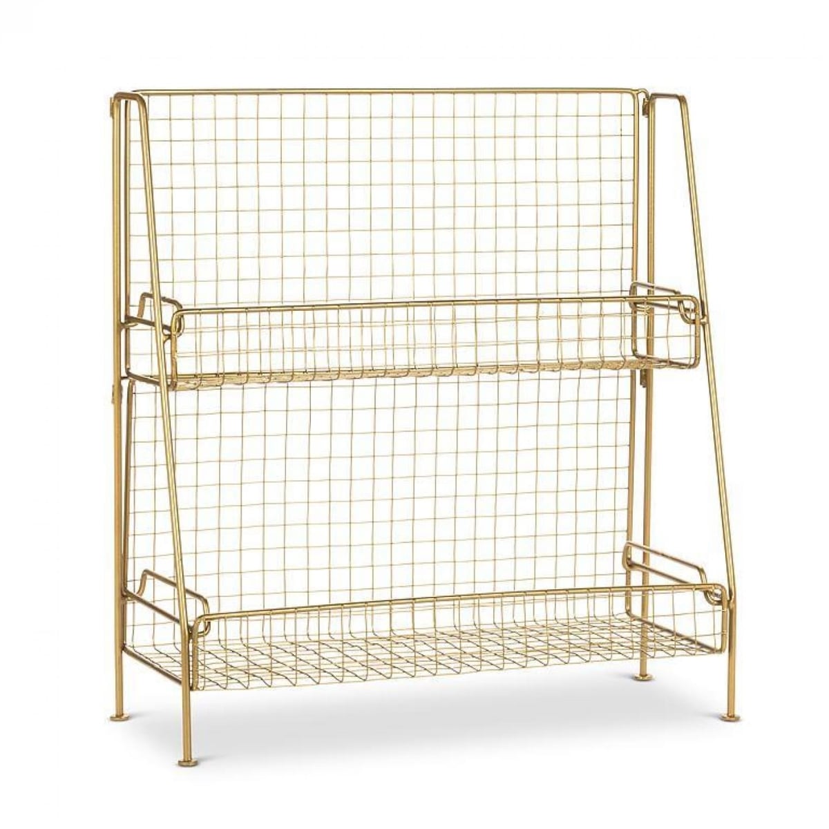 UNBT-00369 Gold with Two Shelves Storage Rack