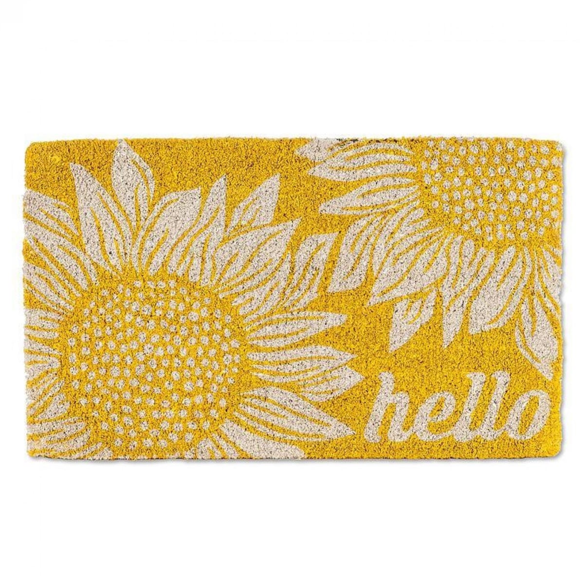 UNBT-01028 Sunflower Hello Doormat - Yellow & White