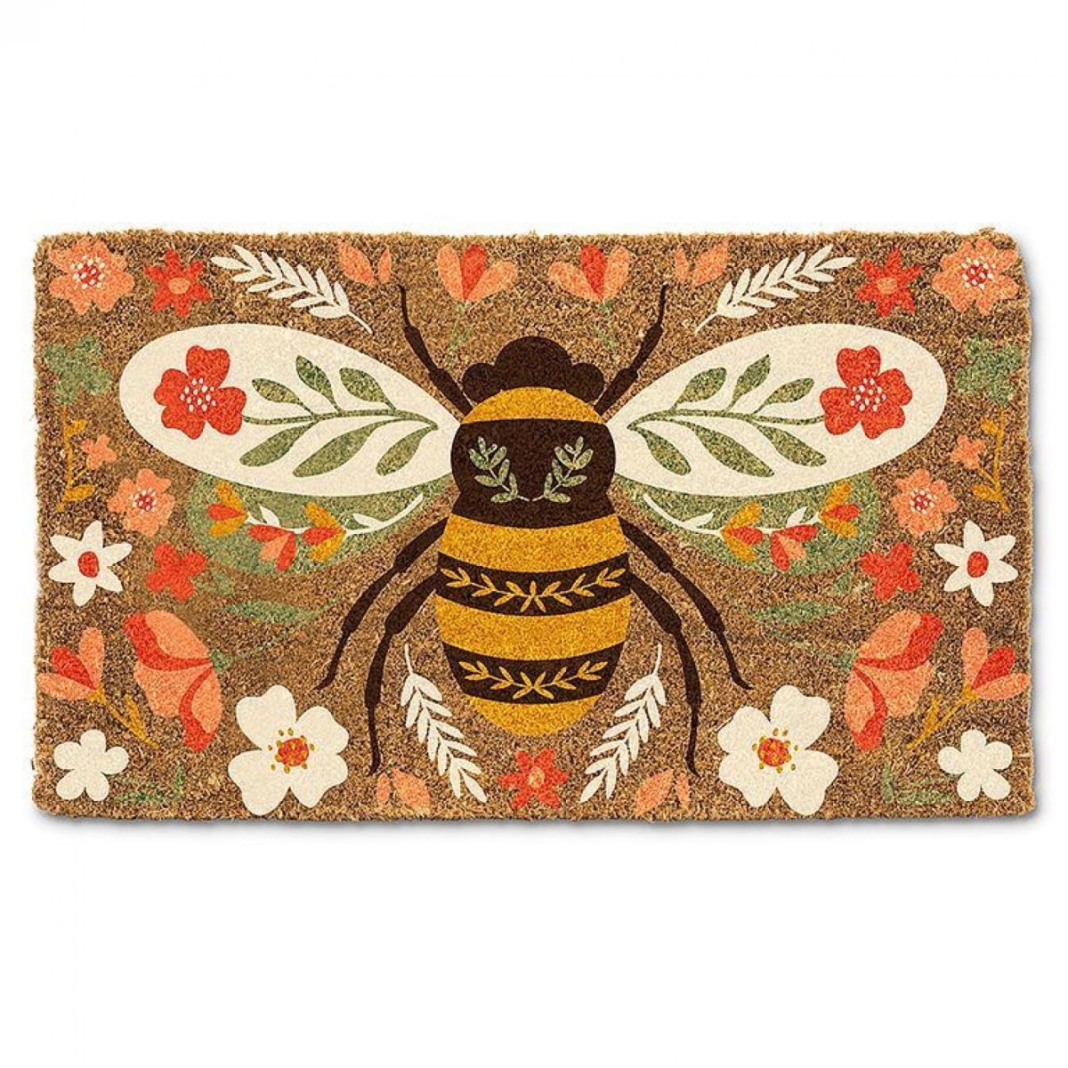 UNBT-00061 Bee & Flowers Doormat - Multi Color