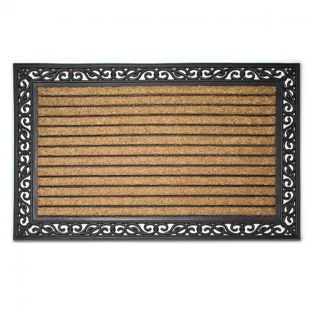 UNBT-00402 Grill Pattern with Border Doormat - Natural & Black