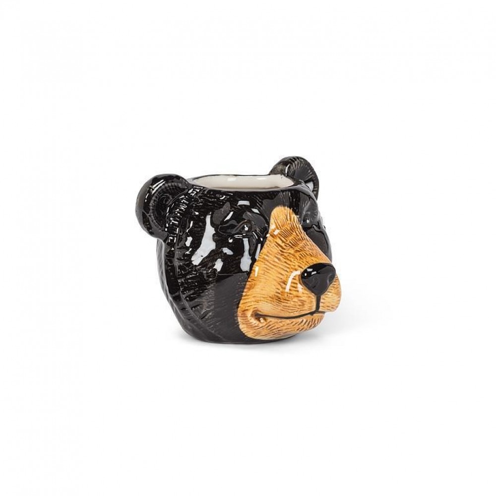 UNBT-00106 Bear Cub Head Planter - Black & Brown